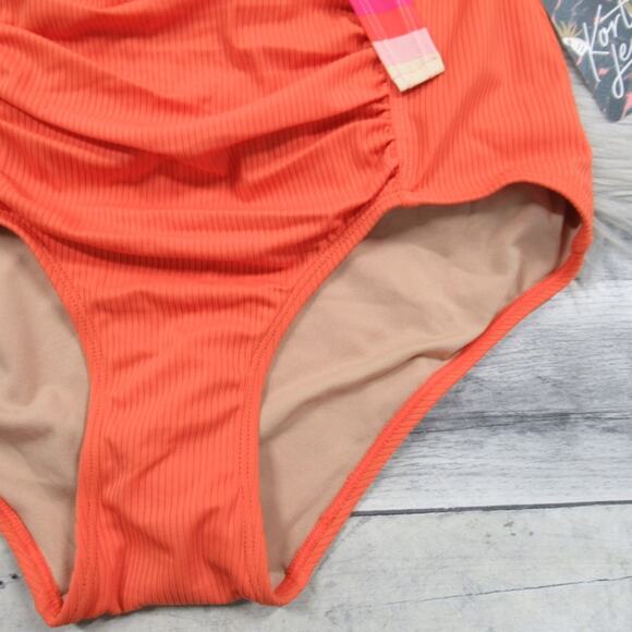 KORTNI JEANE Tied-Up Top & Ribbed Ruched Bottoms Swimsuit Bikini Set Small NEW - Picture 10 of 13
